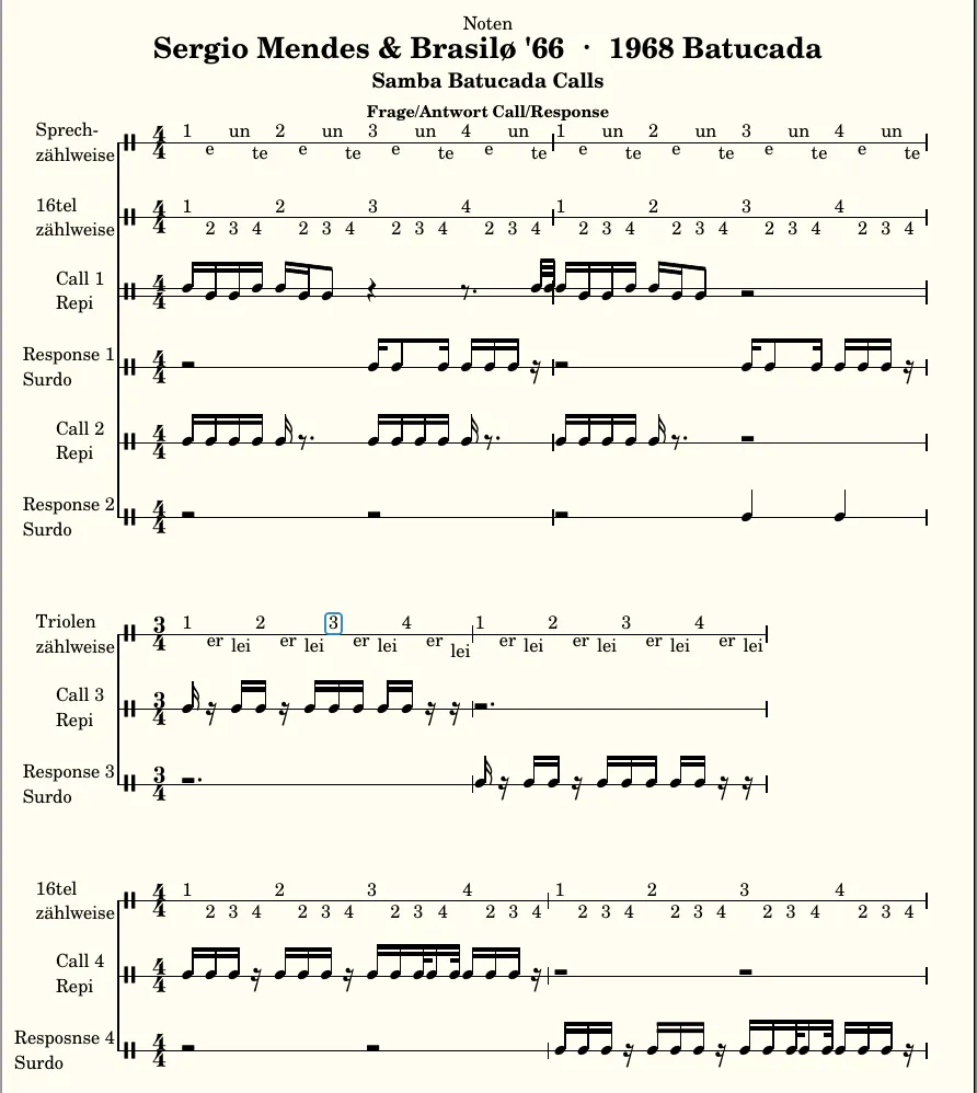 Noten Samba Calls